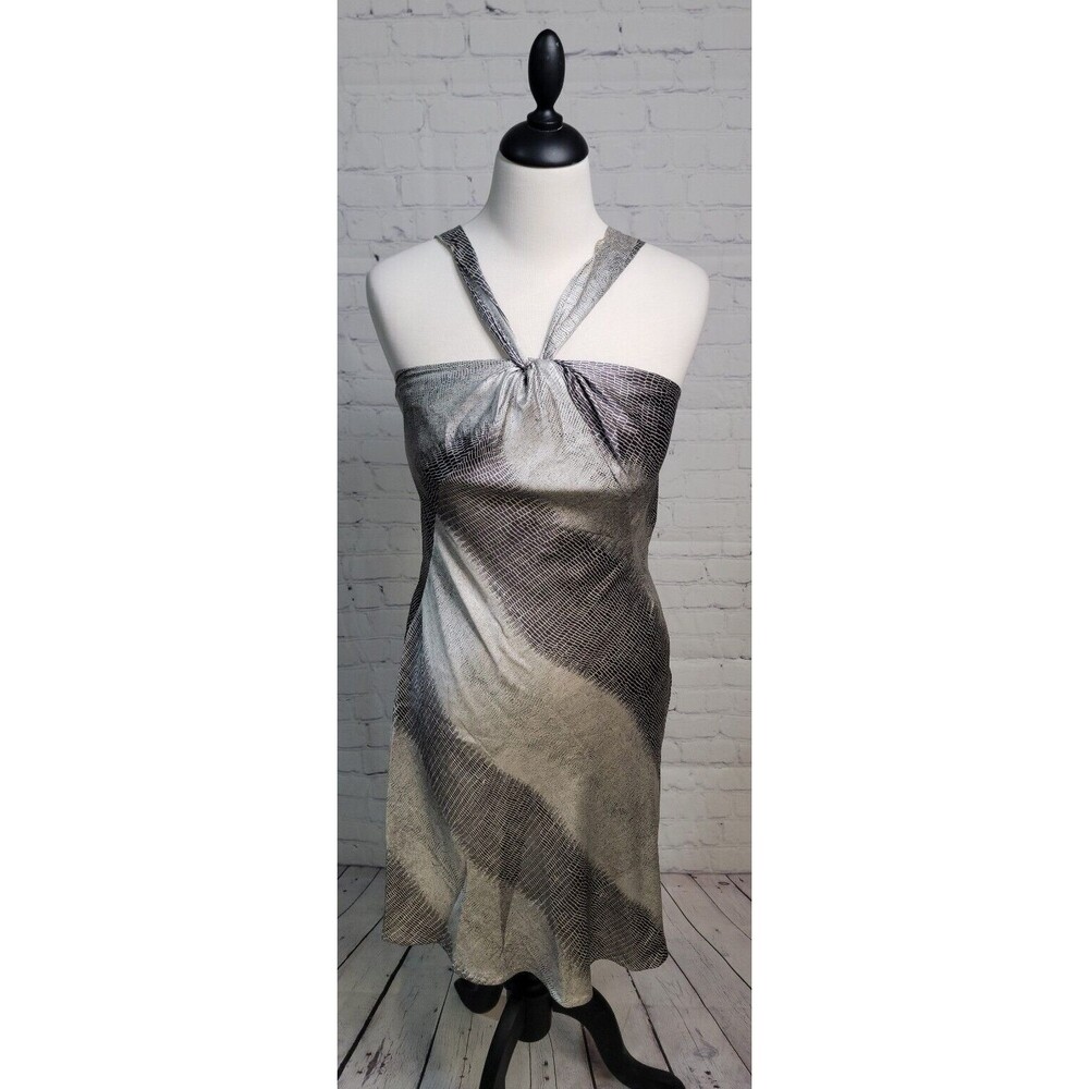 Antonio Melani Snakeskin Halter Dress size 10 side zip Short Satin Halter Y2K